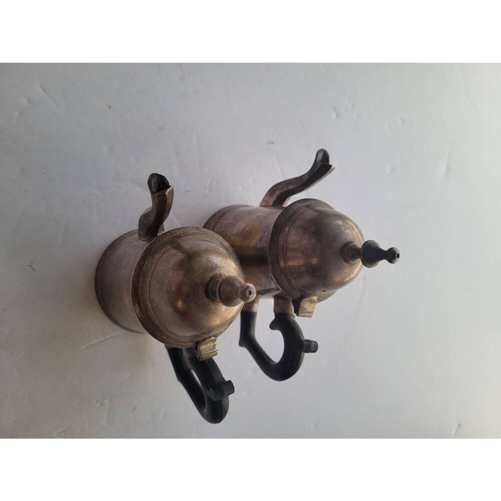 2Vintage Miniature Old Metal kettlesMade in India Exquisite design black handle